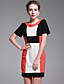  ts manga curta simplicidade verificada vestido bloco de cor