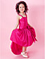  A-line Taffeta Asymmetrical Flower Girl Dress With Straps