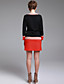  TS Round Neck Color block Button Dress