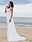  Sheath/Column Sweetheart Court Train Chiffon Wedding Dress