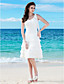  Sheath/Column One Shoulder Knee-length Chiffon Wedding Dress
