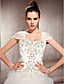  A-line With Straps Chapel Train Satin And Tulle Wedding Dress