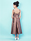  A-line Tea-length Satin Junior Bridesmaid Dress With Straps