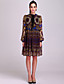  ts tribal puffy mouw chiffon jurk