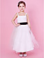  A-line Spaghetti Strap Tea-length Tulle And Satin Flower Girl Dress With Sash/Ribbon