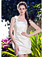  Sheath/Column Short/Mini Satin Wedding Dress With 3D Florals