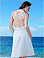  vaina / columna joya cuello hasta la rodilla gasa vestido de novia