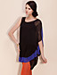  ts cor bloco camisa de tule longa