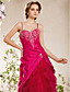  A-line Spaghetti Straps  Floor-length Taffeta  Tulle Evening Dress