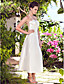  A-line Halter Tea-length Taffeta Wedding Dress
