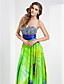  A-line Sweetheart Floor-length Printing Stretch Satin Evening Dress