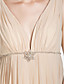  A-line V-neck Floor-length Chiffon Over Elastic Satin Bridesmaid/ Wedding Party Dress