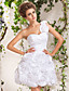  Ball Gown One Shoulder Short/Mini Taffeta Wedding Dress