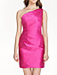  Sheath/Column One shoulder Short/Mini Stain Bridesmaid Dress