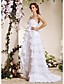  uma linha de trem tribunal strapless assimétrica organza vestido de capina