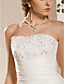  Ball Gown Strapless Court Train Satin Weeding Dress