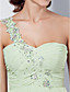  schede / kolom een ​​schouder lieverd vloer-length chiffon avondjurk