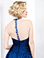  A-line Halter Floor-length Taffeta Evening Dress