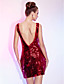  Sheath/Column Scoop Short/Mini Sequined Cocktail Dress