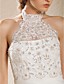  Trumpet/Mermaid High Neck Court Train Lace Tulle Wedding Dress