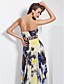  A-line Strapless Floor-length Chiffon Evening Dress