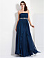  uma linha strapless do assoalho-comprimento chiffon vestido de noite