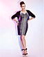  Sheath/Column V-neck Short/Mini Stretch Satin And Tulle Cocktail Dress With A Wrap