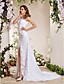  Charming A-line V-neck Chapel Train Lace Weeding Dress