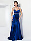 A-line Spaghetti Straps Sweep/ Brush Train Stretch Satin Evening Dress