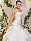  Ball Gown Strapless Court Train Organza Wedding Dress