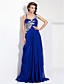  tiras uma linha de espaguete assoalho-comprimento vestido de noite chiffon jersey