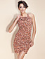 TS Flower Printed Halter Bodycon Dress