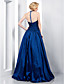  A-line Halter Floor-length Taffeta Evening Dress