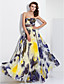  A-line Strapless Floor-length Chiffon Evening Dress