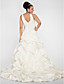  Ballkleid mit V-Ausschnitt Kapelle Zug Satin plus size Hochzeitskleid