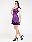  A-line One Shoulder Short/ Mini Stretch Satin Bridesmaid Dress