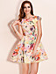  ts annata stampato fiori vestito gonfio con cintura