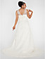  A-line V-neck Chapel Train Lace Plus Size Wedding Dress