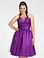  A-line Halter Knee-length Tulle And Stretch Satin Cocktail Dress