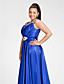  um-line v-neck do assoalho-comprimento cetim stretch vestido de noite