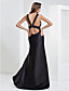  Sheath/Column V-neck  Floor-length Satin Evening Dress
