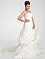  A-Line una spalla cappella treno Satin plus size abito da sposa
