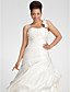  A-Line una spalla cappella treno Satin plus size abito da sposa