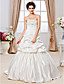  Ball Gown Strapless Court Train Satin Tulle Wedding Dress With Wrap