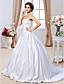  Ball Gown Strapless Chapel Train Satin Wedding Dress