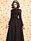  ts vintage hoge kraag jacquard pofmouw jurk