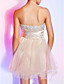 a-line Liebsten trägerlosen kurz / Mini Organza Pailletten Cocktailkleid mit Rüschenband