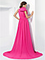  A-line High Neck Chiffon Evening Dress With Court Train inspired by Emma Stone at the 84th Oscar
