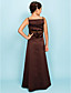  A-line V-neck Floor-length Satin Junior Bridesmaid Dress