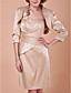  Sheath/Column Strapless 3/4 Length Sleeve Knee-length Satin Mother of the Bride Dress With A Wrap